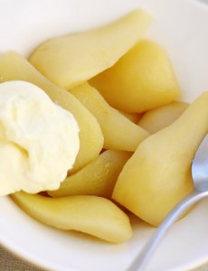 Poached Pears with Sheep Yoghurt