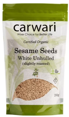 Carwari Certified Organic Sesame Seeds White Unhulled