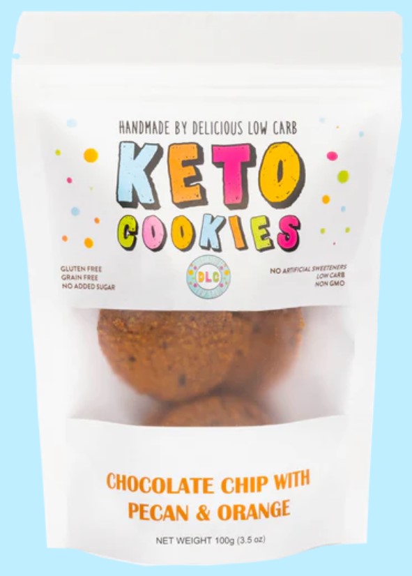 Delicious Low Carb Keto Cookies Chocolate Chip with Pecan & Orange