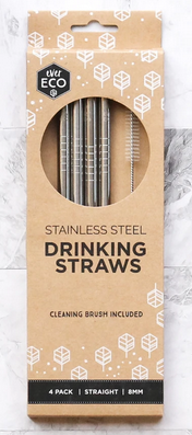 Ever Eco Stainless Steel Drinking Straws Straight 4 Pack