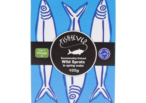 Fish4Ever Sustainably-Fished Wild Spratts (Scottish Brisling) Sardines in Spring Water