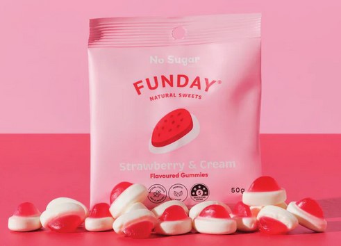 Funday Natural Sweets Strawberry & Cream Flavoured Gummies Funday Natural Sweets Strawberry & Cream Flavoured Gummies