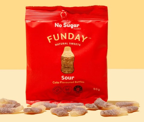 Funday Natural Sweets Sour Cola Flavoured Bottles Funday Natural Sweets Sour Cola Flavoured Bottles