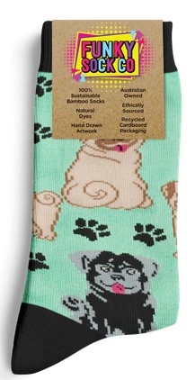 Funky Sock Co Pug Dog Bamboo Socks Funky Sock Co Pug Dog Bamboo Socks