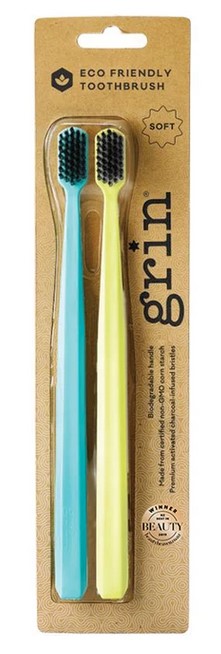 Grin Bio Charcoal Infused Toothbrush 2 Pack