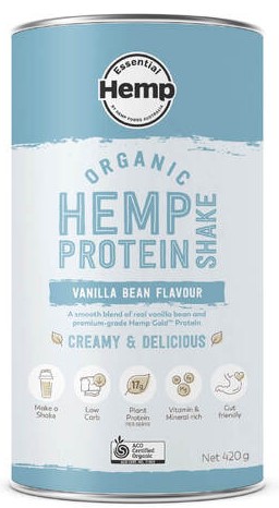 Essential Hemp Organic Hemp Protein Shake Vanilla Bean Flavour Essential Hemp Organic Hemp Protein Shake Vanilla Bean Flavour