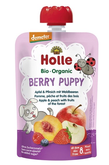 Holle Bio-Organic Berry Puppy Apple & Peach with Fruits of the Forest Pouch