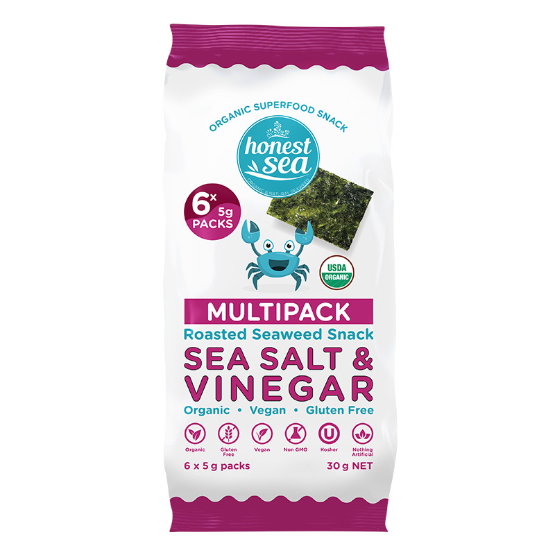 Honest Sea Roasted Seaweed Snack Sea Salt & Vinegar 6 Pack Honest Sea Roasted Seaweed Snack Sea Salt & Vinegar 6 Pack
