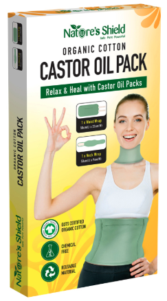 Natures Shield Organic Cotton Castor Oil Pack Waist Wrap + Neck Wrap