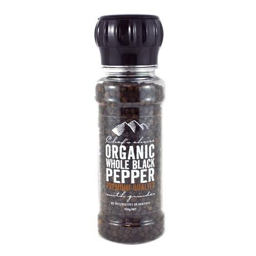 Chef's Choice Organic Whole Black Pepper with Grinder