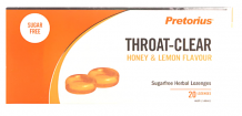 Pretorius Throat Clear Sugar Free Herbal Lozenges Honey & Lemon Flavour